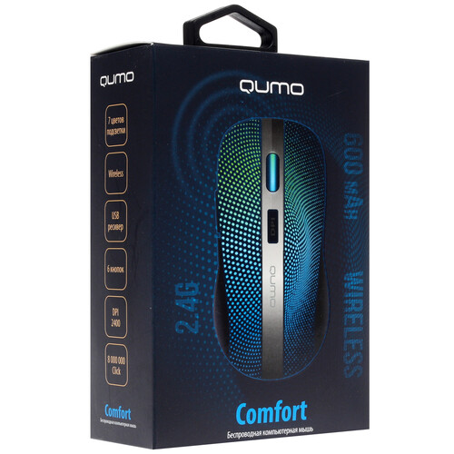 Купить Мышь беспроводная QUMO Comfort M18  черный  1151923. Характеристики, отзывы и цены в Донецке