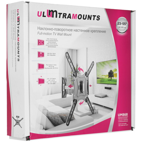 Купить Кронштейн для ТВ Ultramounts UM868 черный  9200238. Характеристики, отзывы и цены в Донецке