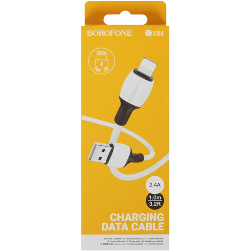 Купить Кабель круглый Borofone Lightning 8-pin - USB 2.0 Type-A белый 1 м  5475106. Характеристики, отзывы и цены в Донецке