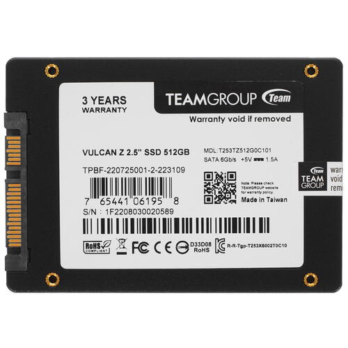 Купить 512 ГБ 2.5" SATA накопитель TEAMGROUP VULKAN Z [T253TZ512G0C101]  5062277. Характеристики, отзывы и цены в Донецке