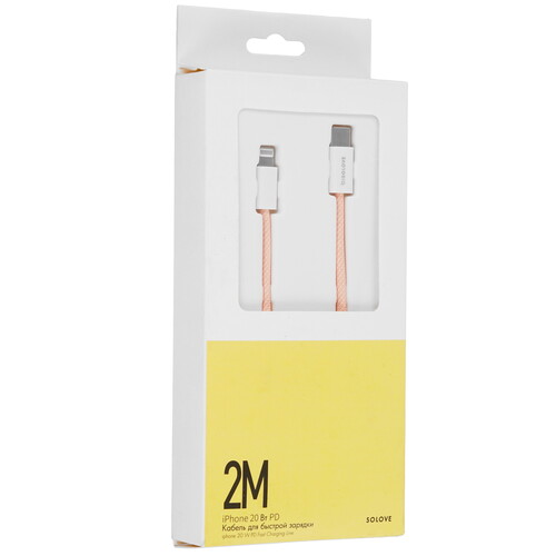 Купить Кабель круглый SOLOVE Lightning 8-pin - USB Type-C розовый 2 м  5479985. Характеристики, отзывы и цены в Донецке
