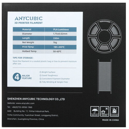 Купить Пластик Anycubic PLA Luminous  5499262. Характеристики, отзывы и цены в Донецке