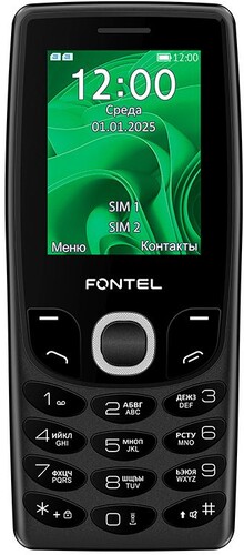 Купить Сотовый телефон Fontel FP250 черный/зеленый  5649265. Характеристики, отзывы и цены в Донецке