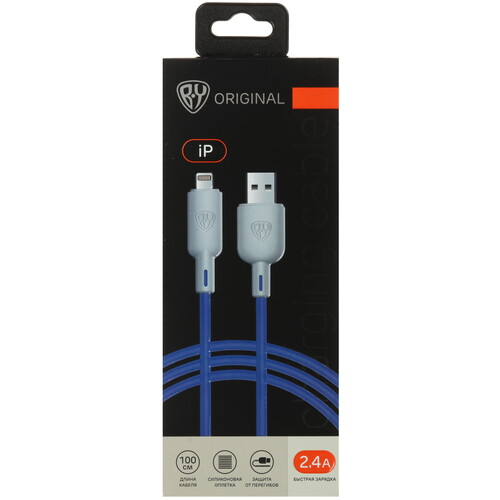 Купить Кабель круглый BY Lightning 8-pin - USB 2.0 Type-A серый 1 м  5482075. Характеристики, отзывы и цены в Донецке