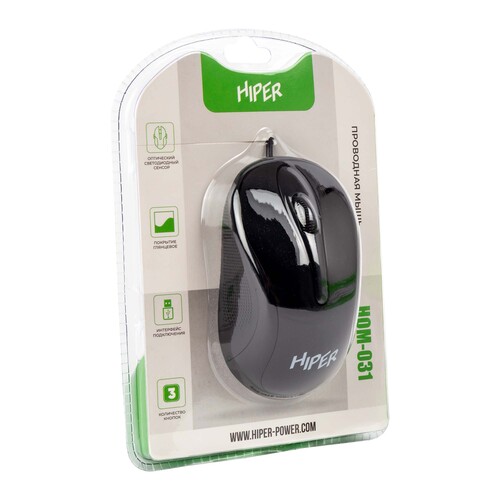 Купить Мышь проводная HIPER HOM-031  черный  5605544. Характеристики, отзывы и цены в Донецке