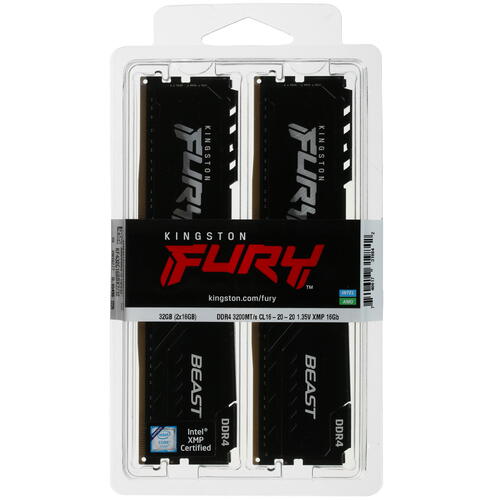 Купить Оперативная память Kingston FURY Beast Black [KF432C16BBK2/32] 32 ГБ  5053541. Характеристики, отзывы и цены в Донецке