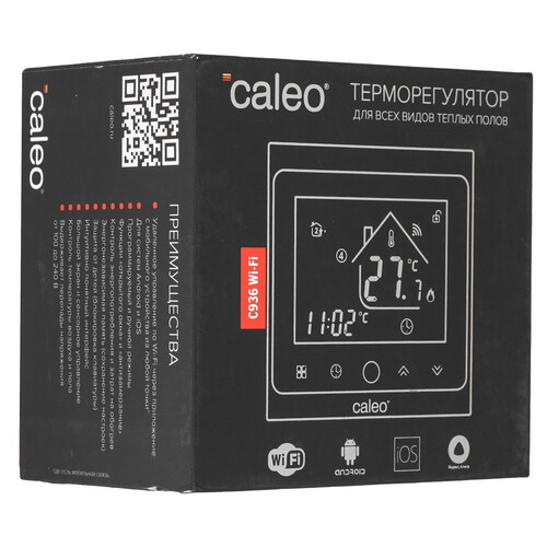Купить Умный терморегулятор CALEO С936 Wi-Fi black  9182369. Характеристики, отзывы и цены в Донецке
