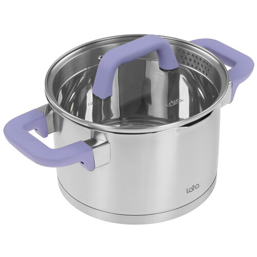 Купить Кастрюля Lara Лаванда LR02-254 5 л 22 см серебристый  9137075. Характеристики, отзывы и цены в Донецке