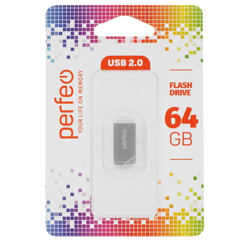 Купить Память USB Flash 64 ГБ Perfeo M12 Metal Series [PF-M12MS064]  9209270. Характеристики, отзывы и цены в Донецке