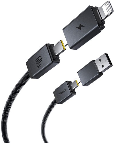 Купить Кабель круглый Baseus Lightning 8-pin, USB Type-C - USB 2.0 Type-A, USB Type-C черный 2 м  5627691. Характеристики, отзывы и цены в Донецке