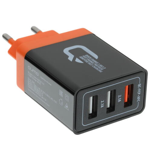 Купить Сетевое зарядное устройство QUMO Wall QC3.0 черный  1616913. Характеристики, отзывы и цены в Донецке