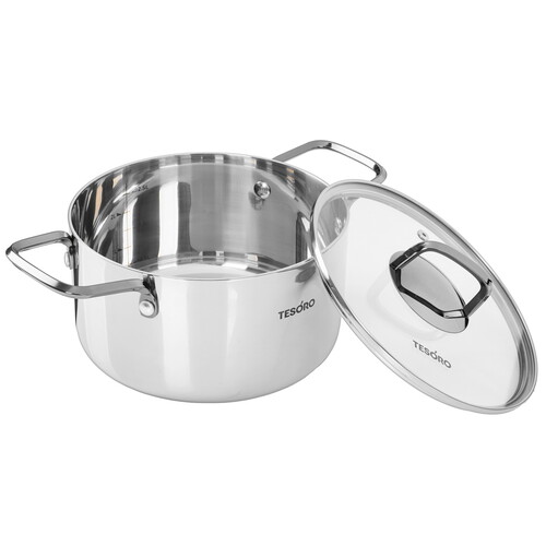 Купить Кастрюля Tesoro Asti КС634 3.4 л 20 см серебристый  9165232. Характеристики, отзывы и цены в Донецке