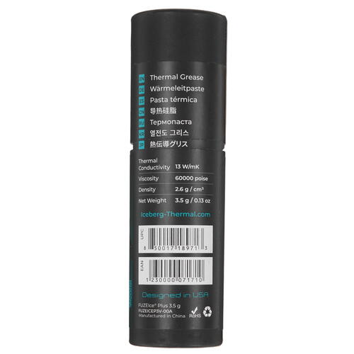 Купить Термопаста Iceberg Thermal Thermal FUZEIce Plus 3.5g [FUZEIcePlus3.5g]  5366023. Характеристики, отзывы и цены в Донецке
