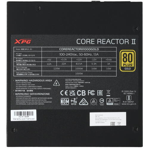 Купить Блок питания ADATA XPG CORE REACTOR II 1000 GOLD [COREREACTORII1000G-BKCE] черный  5416314. Характеристики, отзывы и цены в Донецке