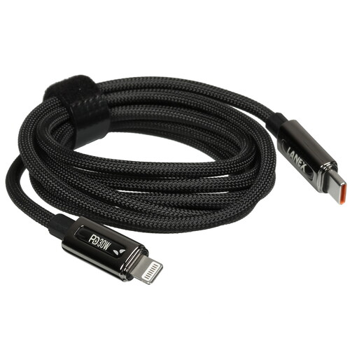 Купить Кабель круглый LANEX Lightning 8-pin - USB Type-C черный 1.5 м  9280477. Характеристики, отзывы и цены в Донецке