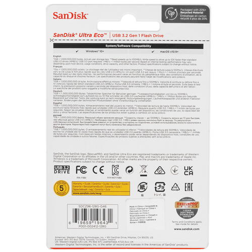 Купить Память USB Flash 128 ГБ SanDisk Ultra Eco [SDCZ96-128G-G46]  5452608. Характеристики, отзывы и цены в Донецке