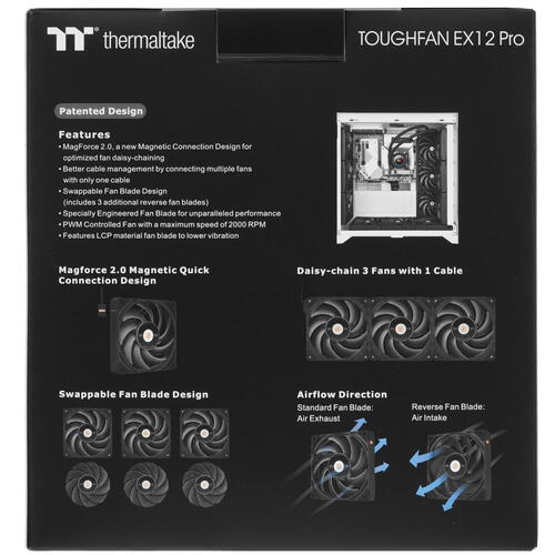 Купить Комплект вентиляторов Thermaltake TOUGHFAN EX12 Pro High Static Pressure PC Cooling Fan – Swappable Edition (3-Fan Pack)  5454871. Характеристики, отзывы и цены в Донецке