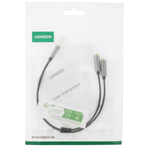 Купить Кабель   Ugreen jack 3.5 мм - jack 3.5 мм х2 шт. черный  5454162. Характеристики, отзывы и цены в Донецке