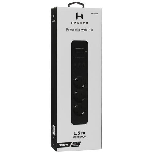 Купить Сетевой фильтр Harper UCH-315 черный  5095714. Характеристики, отзывы и цены в Донецке