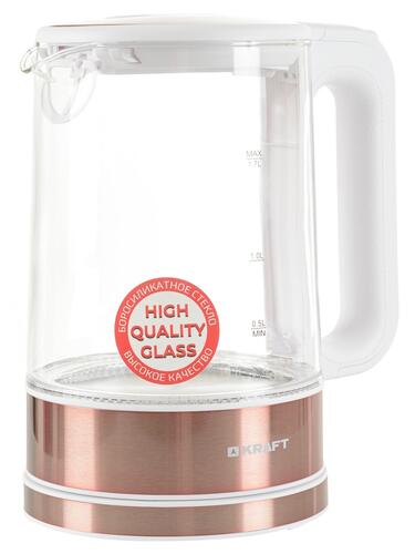 Купить Электрочайник KRAFT KF-KG1708WBZ белый  9052793. Характеристики, отзывы и цены в Донецке