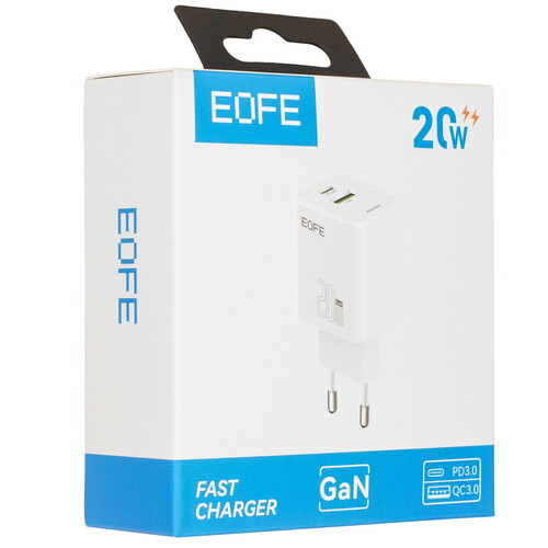 Купить Сетевое зарядное устройство EOFE E206 белый  9228795. Характеристики, отзывы и цены в Донецке