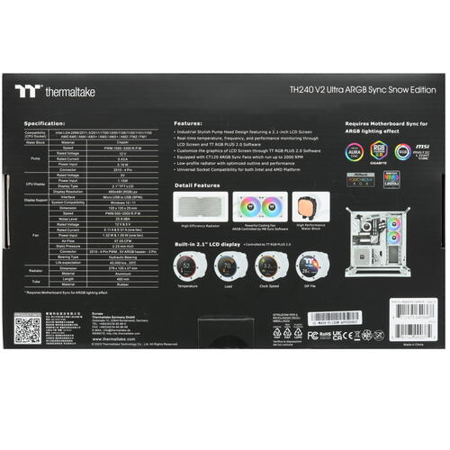 Купить Система охлаждения Thermaltake TH240 V2 Ultra ARGB Sync  белая  5426619. Характеристики, отзывы и цены в Донецке