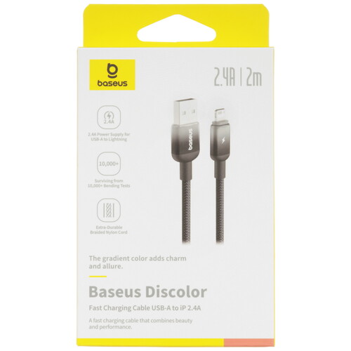 Купить Кабель круглый Baseus Lightning 8-pin - USB 2.0 Type-A черный 2 м  5627581. Характеристики, отзывы и цены в Донецке