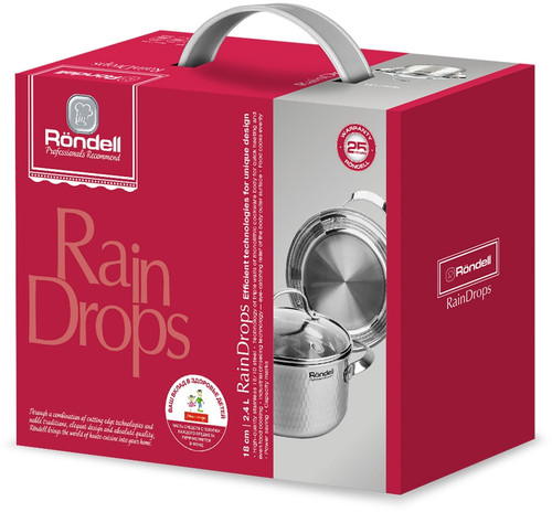Купить Кастрюля Rondell RainDrops RDS-1295 5.6 л 24 см серебристый  9309619. Характеристики, отзывы и цены в Донецке