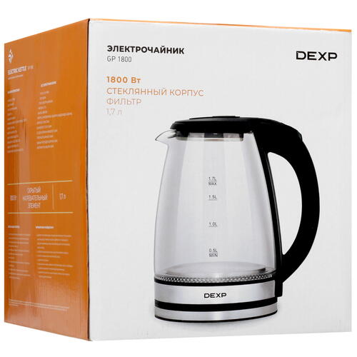 Купить Электрочайник DEXP GP1800 серебристый  5080175. Характеристики, отзывы и цены в Донецке