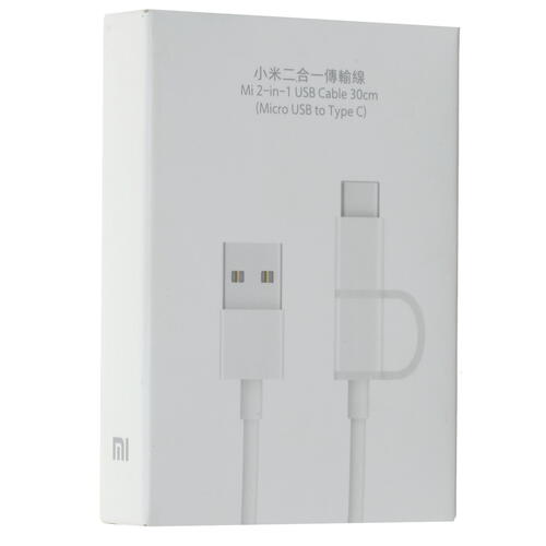 Купить Кабель круглый Xiaomi micro USB, USB Type-C - USB 2.0 Type-A белый 0.3 м  1319294. Характеристики, отзывы и цены в Донецке