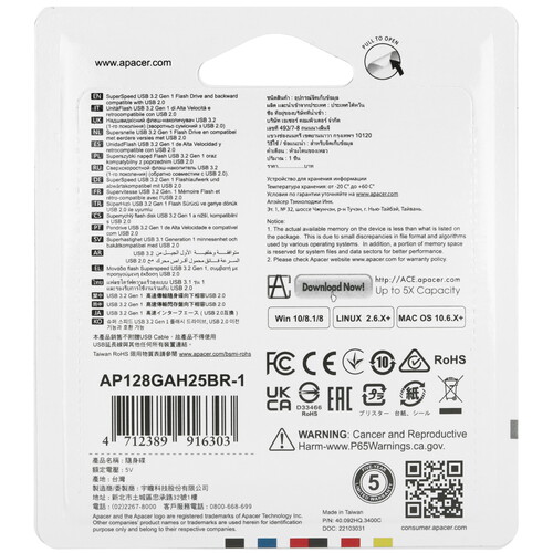 Купить Память USB Flash 128 ГБ Apacer AH25  5456204. Характеристики, отзывы и цены в Донецке