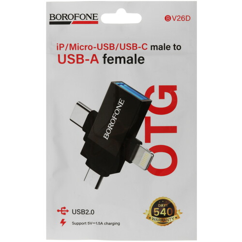 Купить OTG-переходник Borofone черный  5635410. Характеристики, отзывы и цены в Донецке