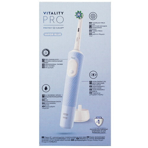 Купить Электрическая зубная щетка Braun Oral-B Vitality Pro D103.413.3 Protect X Clean голубой  5493669. Характеристики, отзывы и цены в Донецке