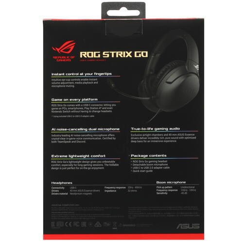 Купить Проводные наушники ASUS ROG Strix Go черный 2020  5443551. Характеристики, отзывы и цены в Донецке