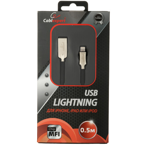 Купить Кабель круглый Cablexpert Lightning 8-pin MFI - USB 2.0 Type-A черный 0.5 м  5485452. Характеристики, отзывы и цены в Донецке