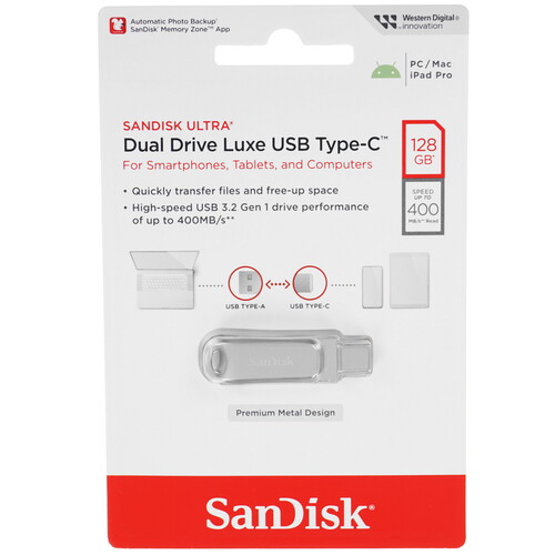 Купить Память OTG USB Flash 128 ГБ SanDisk Ultra Dual Drive Luxe  9102934. Характеристики, отзывы и цены в Донецке