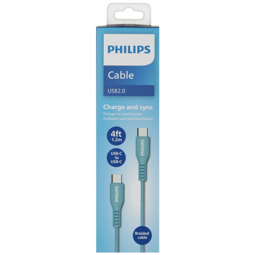 Купить Кабель круглый PHILIPS USB Type-C - USB Type-C синий 1.2 м  5492644. Характеристики, отзывы и цены в Донецке
