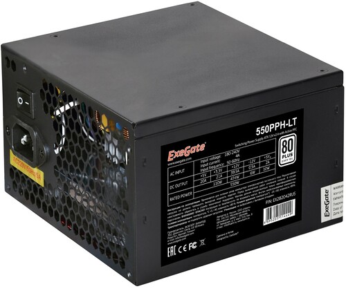 Купить Блок питания ExeGate 550PPH-LT [EX282042RUS-OEM] черный  8188003. Характеристики, отзывы и цены в Донецке