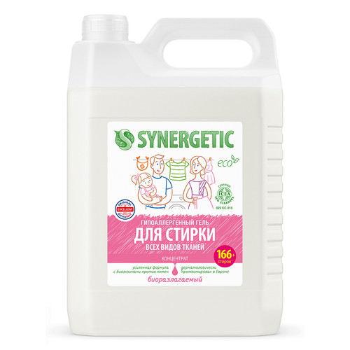 Купить Гель для стирки Synergetic 109500 для детского белья, для цветных тканей, 5 л  9350072. Характеристики, отзывы и цены в Донецке