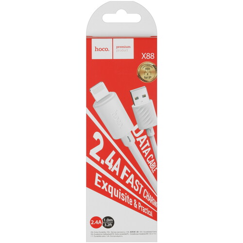 Купить Кабель круглый Hoco Lightning 8-pin - USB 2.0 Type-A белый 1 м  5475135. Характеристики, отзывы и цены в Донецке