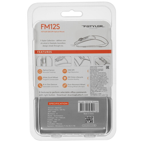 Купить Мышь проводная A4Tech Fstyler FM12S  черный  4825128. Характеристики, отзывы и цены в Донецке