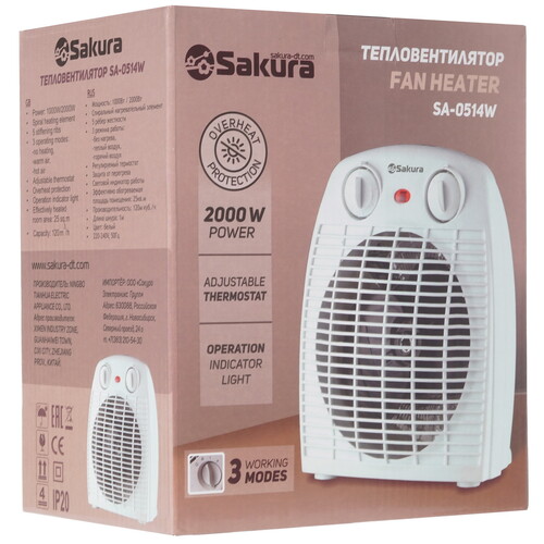 Купить Тепловентилятор Sakura SA-0514W  9199327. Характеристики, отзывы и цены в Донецке