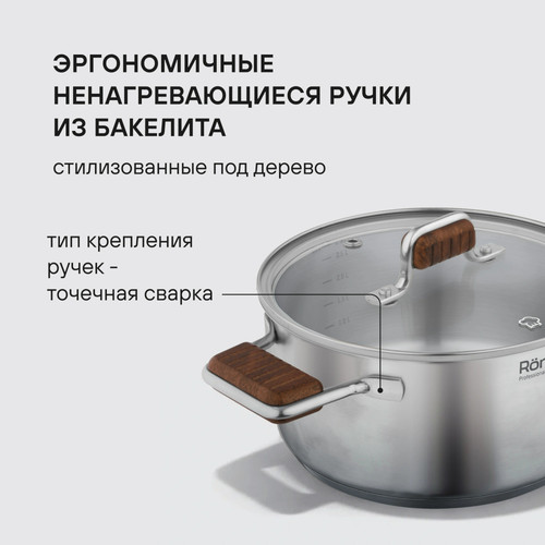 Купить Кастрюля Rondell Fjord RDS-1791 3.2 л 20 см серебристый  9309587. Характеристики, отзывы и цены в Донецке