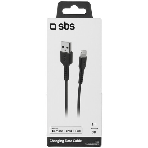 Купить Кабель круглый SBS Lightning 8-pin MFI - USB 2.0 Type-A черный 1 м  5471856. Характеристики, отзывы и цены в Донецке