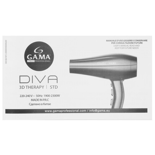 Купить Фен GA.MA DIVA 3D THERAPY черный  5358796. Характеристики, отзывы и цены в Донецке