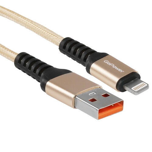 Купить Кабель круглый GoPower Lightning 8-pin - USB 2.0 Type-A золотистый 1 м  5479659. Характеристики, отзывы и цены в Донецке