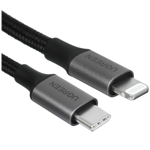 Купить Кабель круглый Ugreen Lightning 8-pin MFI - USB Type-C черный 2 м  9983459. Характеристики, отзывы и цены в Донецке