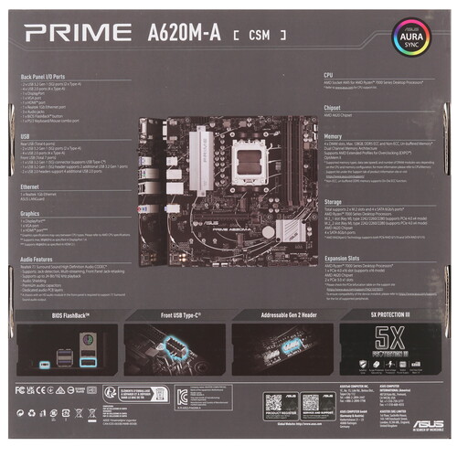 Купить Материнская плата ASUS PRIME A620M-A-CSM  5449155. Характеристики, отзывы и цены в Донецке