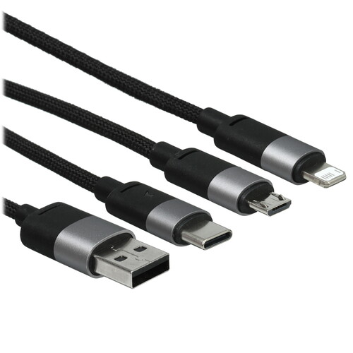 Купить Кабель круглый Baseus Lightning 8-pin, micro USB, USB Type-C - USB 2.0 Type-A черный 1.2 м  9167066. Характеристики, отзывы и цены в Донецке