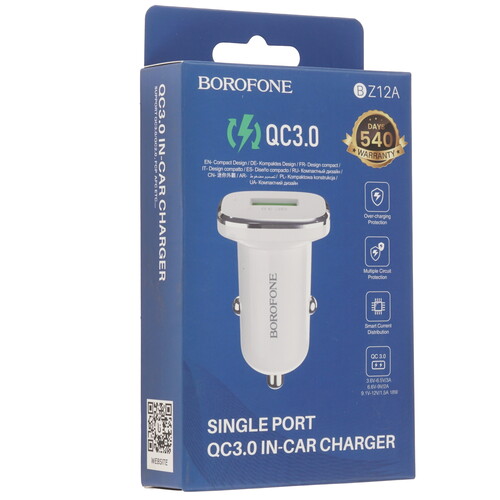 Купить Автомобильное ЗУ Borofone BZ12A Lasting Power белый  9244276. Характеристики, отзывы и цены в Донецке